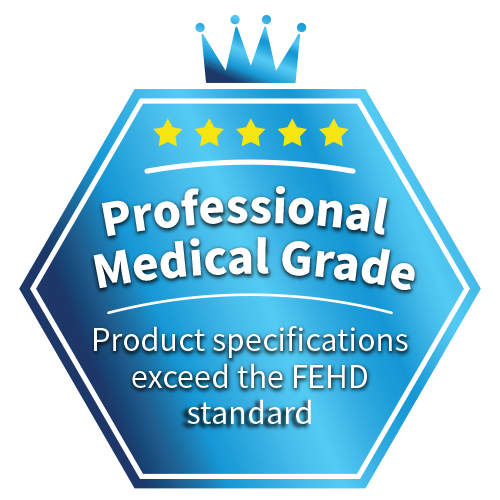 Professional Medical Grade Badge. Product specifications exceed the FEHD standard